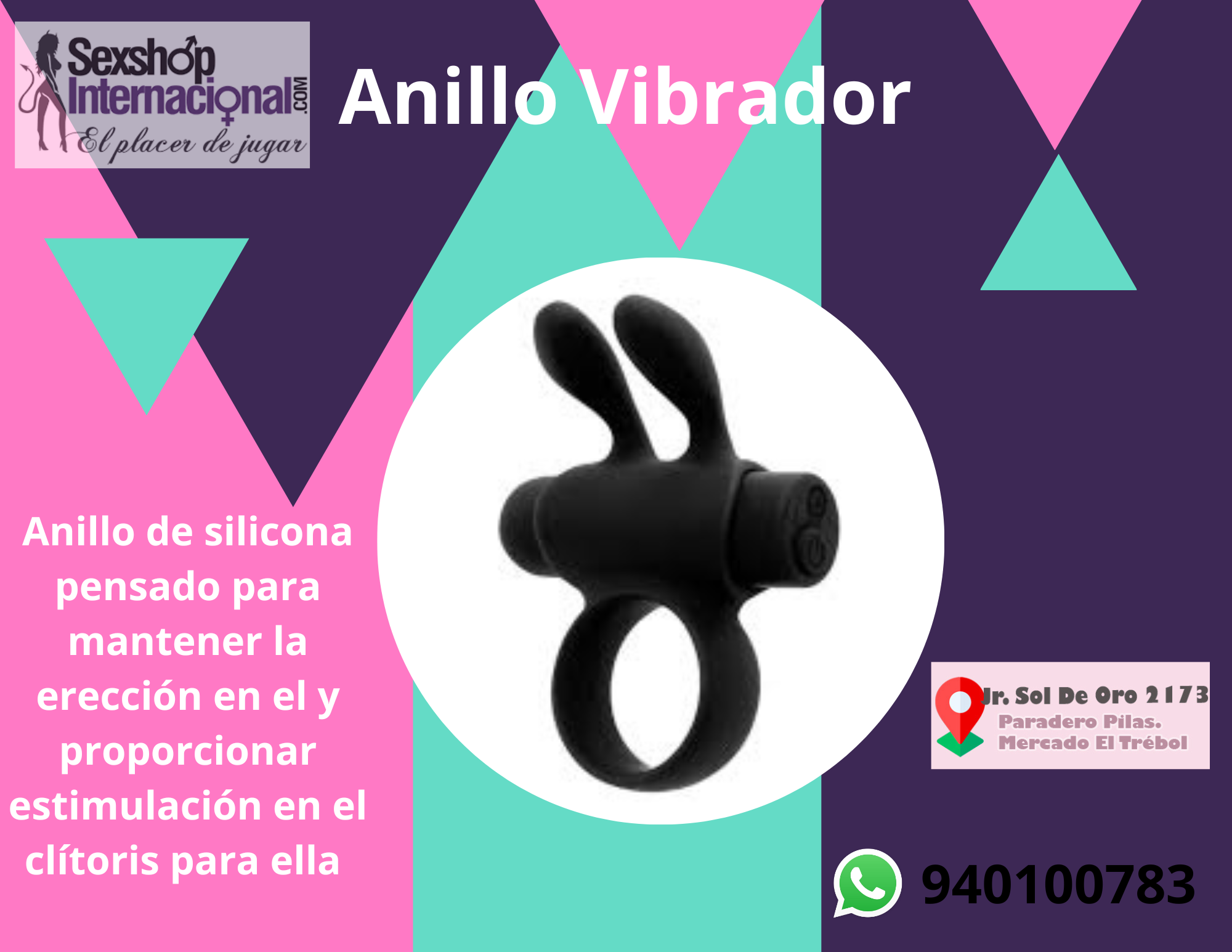 ANILLO VIBRADOR DE CONEJO - SEXSHOP PLAZA NORTE.